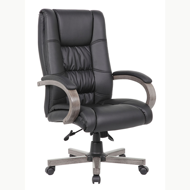 B8991-GY High Back Executive Wood Finished Chairs, Grey