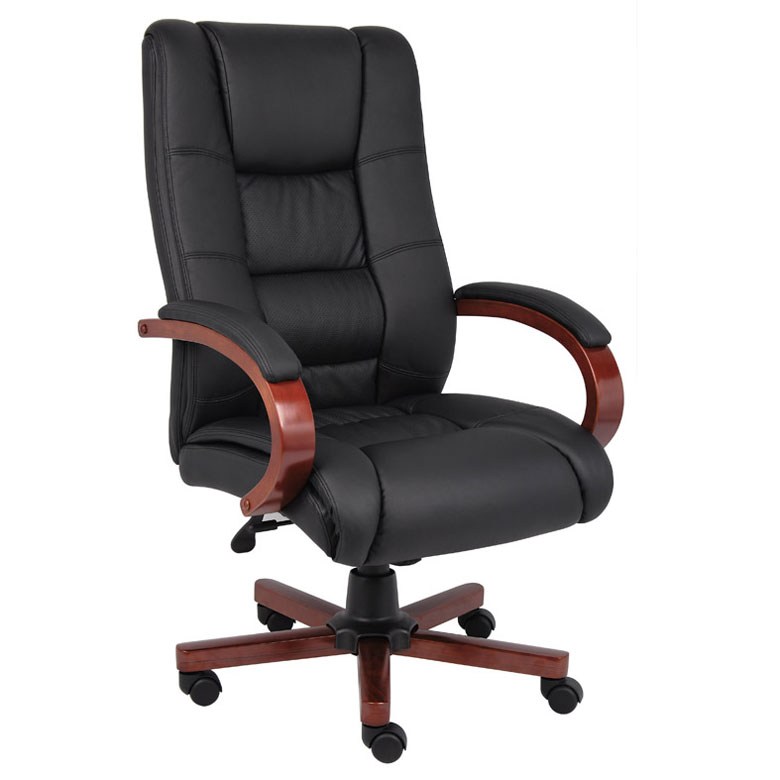 B8991-C High Back Executive Wood Finished Chairs, Cherry