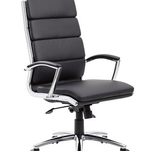 B9471-BK Executive Caressoftplus Vinyl Chair with Metal Chrome Finish